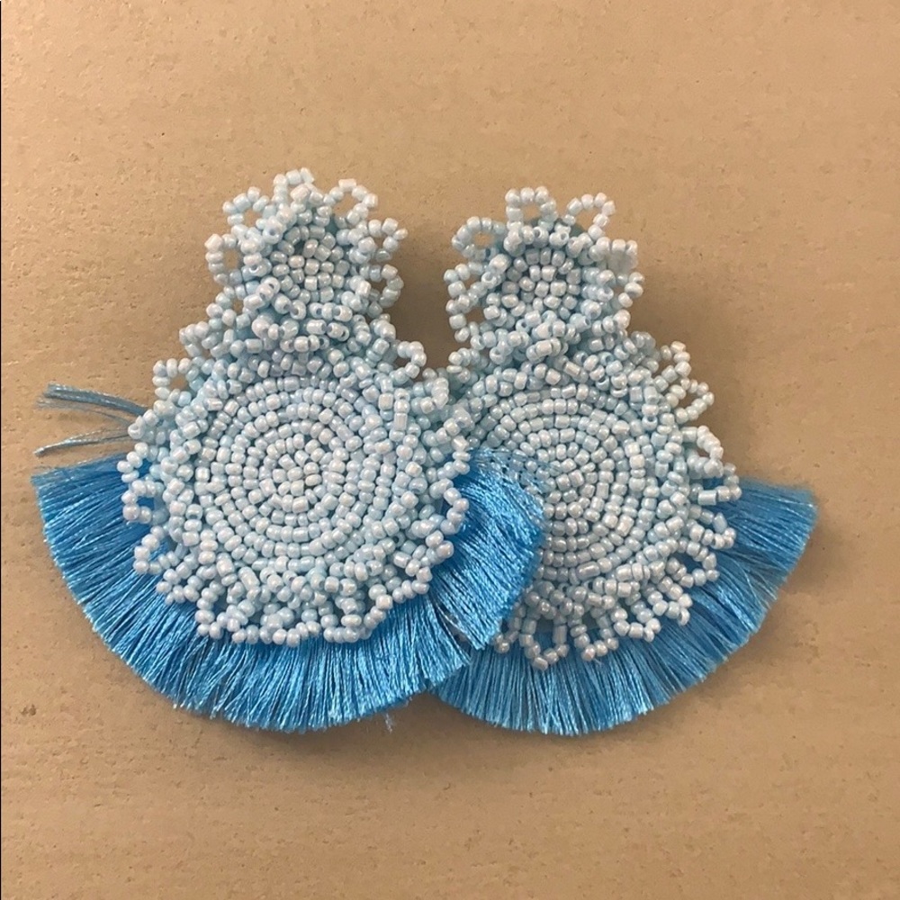 Blue statement earrings